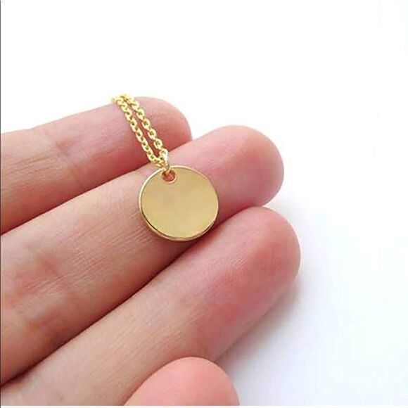 Dainty 14k Gold Disc Necklace Layered Tiny Disc Necklace - Picture 3 of 5